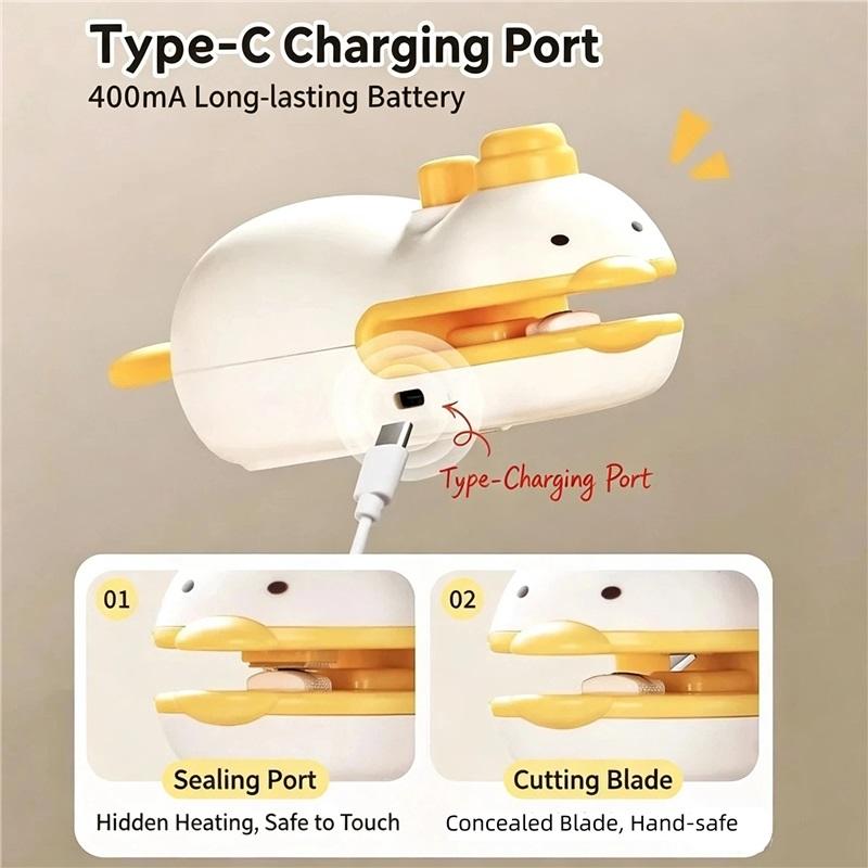 Rechargeable Mini Bag Sealer Portable Handheld Heat Sealer 2 In 1 Seal Cut Snack Bag Closure Tool
