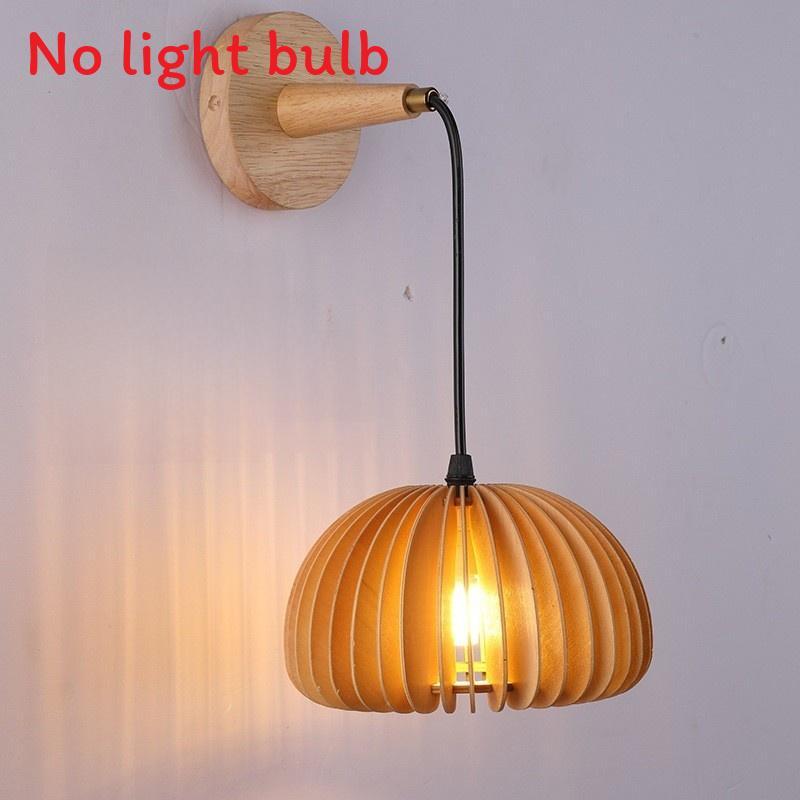Pumpkin Shape Wooden Wall Light With Led Bulb And Contemporary Design For Home Bedroom And Lounge