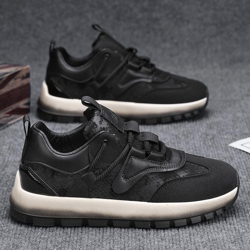 Thick-soled spring 2025 trend new Agamzi heightening leather surface men's shoes sports and leisure shoes trendy shoes student men's models