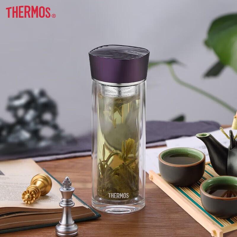 Thermos Double-Layer Glass Tea Infuser Water Bottle
