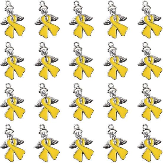 

WANDIC 50 Pcs Ribbon Pendants with diamond, Alloy Cancer Awareness Charms with Wings Hope Faith Ribbon Charms Accessories for Jewelry Making 50 PCS жёлтый