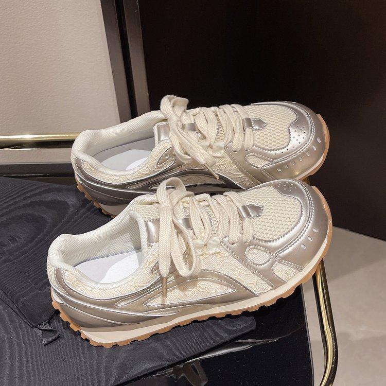 White Retro Hundred Matching Thick Bottom Agan Sneakers Female Summer Heightened Lightweight Casual Pops Shoes