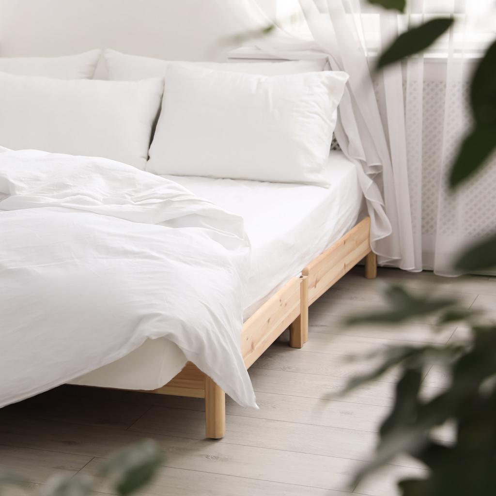 Cotton fitted sheet 90x200 smooth satin white