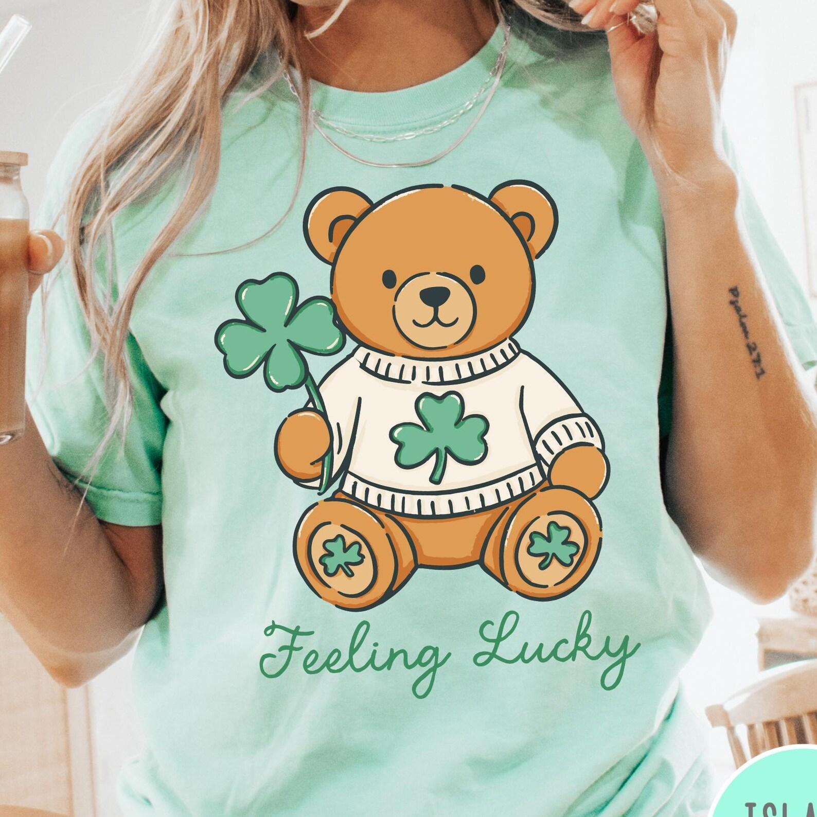 Feeling Lucky Comfort Colors® T-Shirt, Cute St. Patrick s Day Shirt, Vintage St. Patrick s Teddy Bear Tee XL