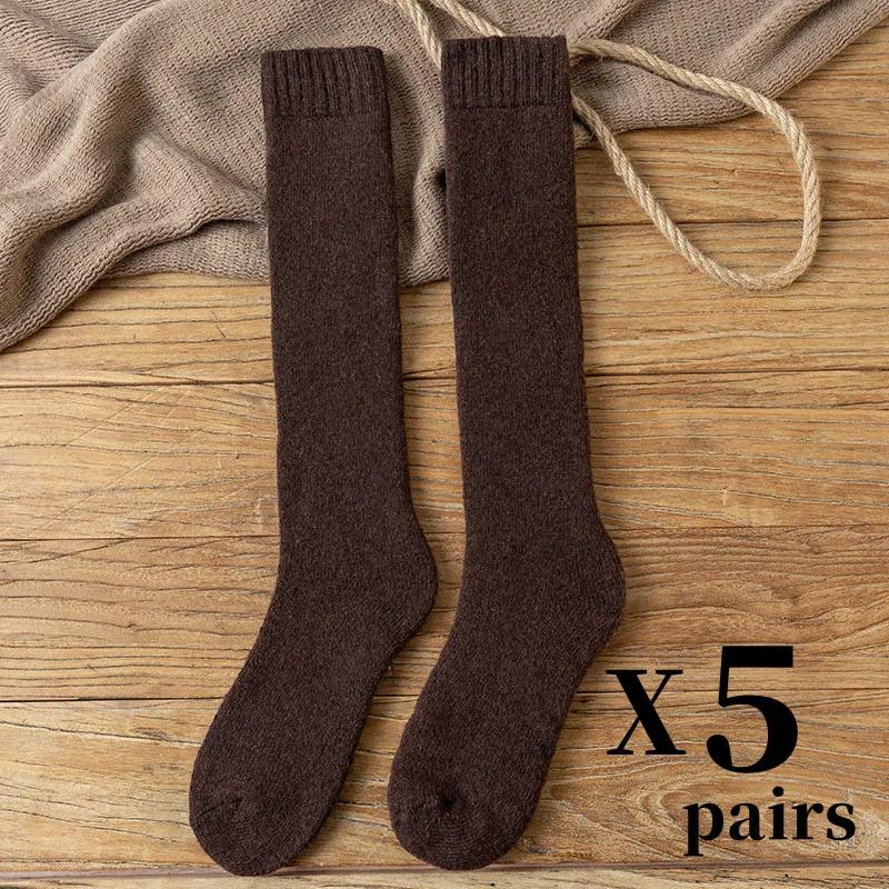 5pairs/Men's Winter Knee Stockings Merino Wool Super Thick Warm Compression Winter Towel Socks Wrap Calf Thick Tall SocksEU38-46