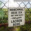 2D Flat 1pc - Aluminum Wall Decor with German Proverb, Rustic Distressed Finish, Perfect for Bedroom, Office, Workshop, and Gift for Comedy Lovers