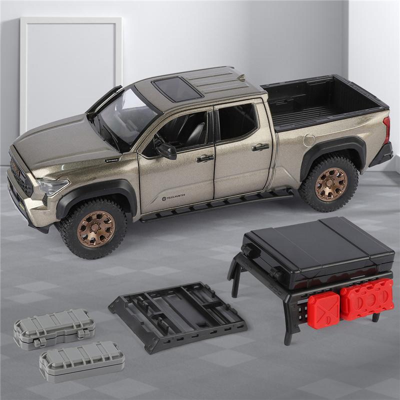 Reiseversion 1/24 TOYOTA Tacoma Legierung Pickup Automodell Diecast Metall Geländefahrzeuge Automodell Ton und Licht Kinderspielzeug Geschenk