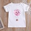 2025 New Kawaii Heart Balloon T-shirts Girls Summer Kids Clothes Girls Tops White Short Sleeve Graphic T Shirts