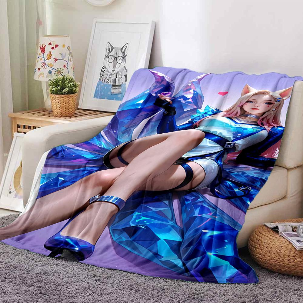 1pc Blanket - LOL-KDA kaisa ahri akali Print Design,Lightweight Blanket for Sofa,Bed- Soft &Warm,Gift for All Seasons
