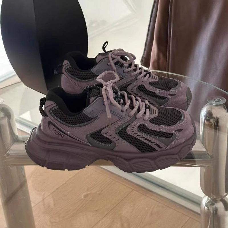 Fashion platform dad shoes women 2025 autumn new versatile retro lightweight casual running shoes Korean version of sports shoes
