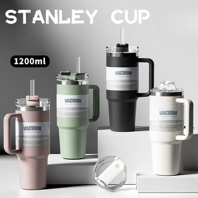 40oz 1200ML dubbelwandige geïsoleerde tumbler beker voor koude dranken reisbeker koffiekop Een geïsoleerde tumbler met handvat en rietje IJsbeker