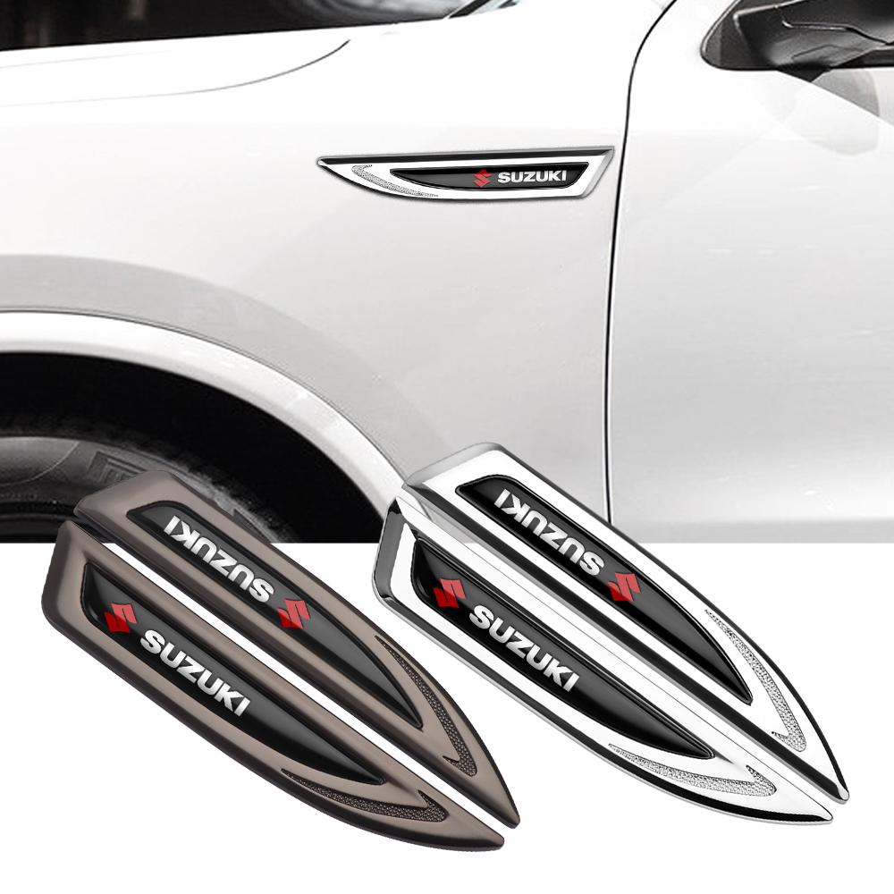 2Pcs Auto Logo Metal Car Body Side Fender Badge Decor Stickers For Suzuki Grand Swift Jimny Vitara Baleno SX4 Alto Kaiser Ingnis
