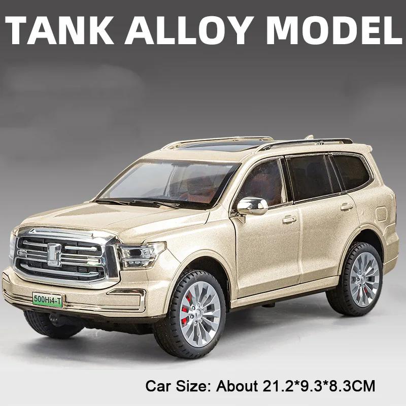 1:24 Wrangler Rubicon Tank 500 SUV Model Car Toy Shock Absorption Wheel Steering Sound Light Off-road Vehicle Models Boys Gifts