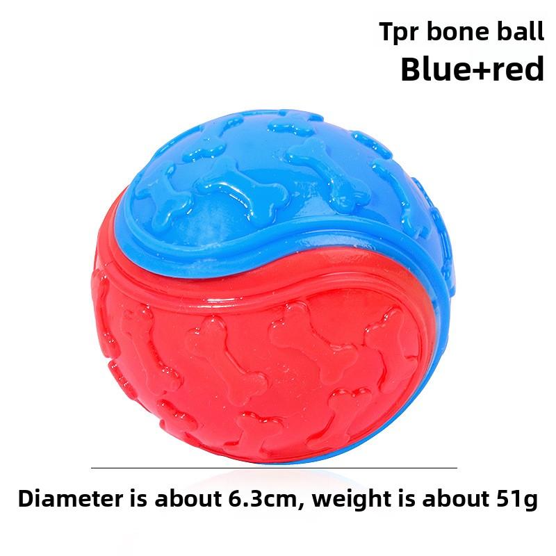 Pet Toy - Two-color Bone Imprint C-shaped Ball Sound-producing Ball - Durable and Chewable Toy for Puppies - Small Dog Toy Ball