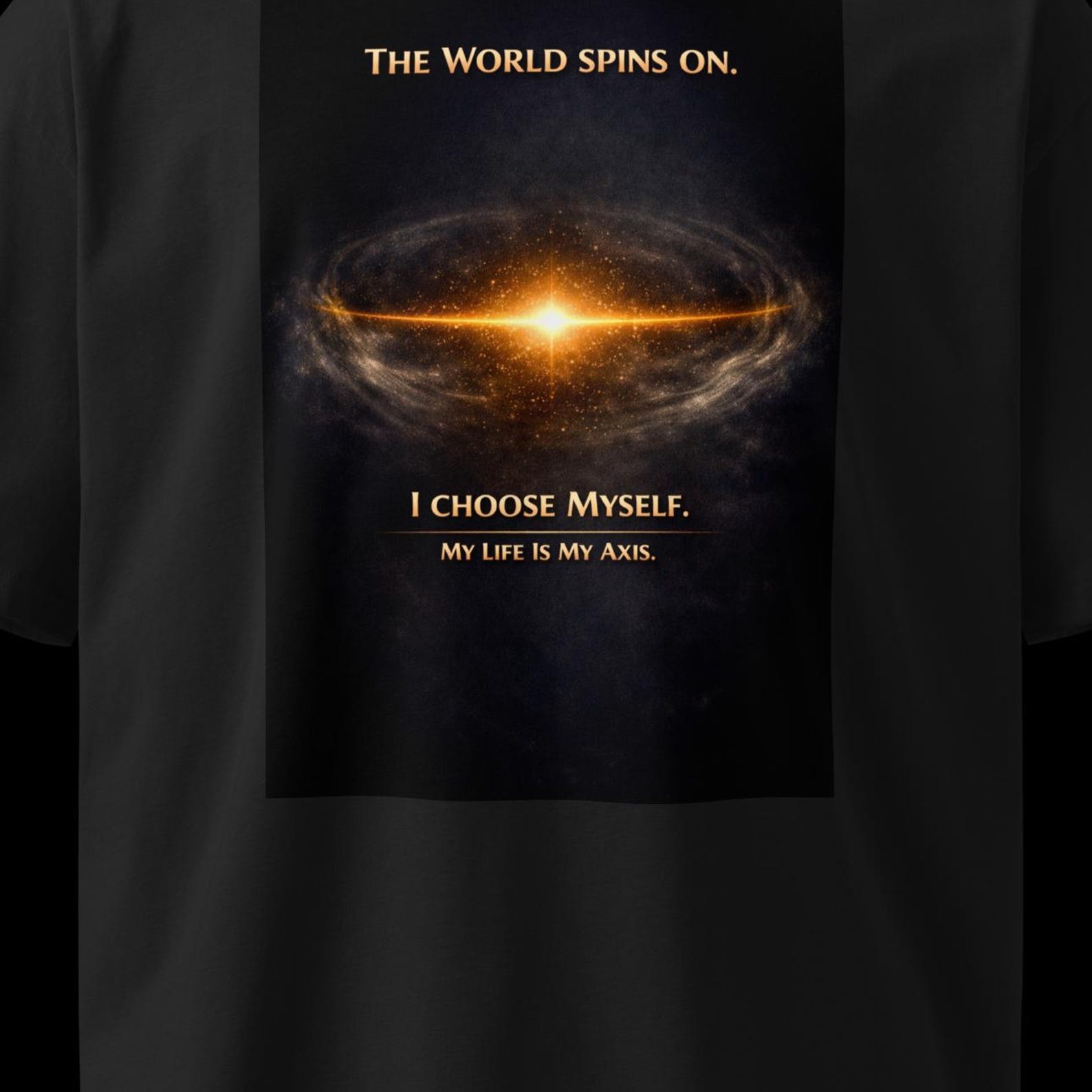 Unisex organic oversized high neck t-shirt - Graphic Title: The World spins on L