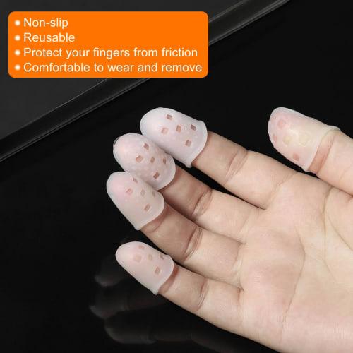 PATIKIL Anti-Slip Fingertip Protectors, 10 Pieces, Silicone Finger Guards for Paper Sorting, Sewing, and Guitar Playing, Transparent