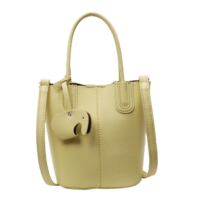 Korean simple style portable bucket bag women's 2025 summer new fashionable and popular one-shoulder crossbody vegetable basket bag