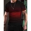 Gym Clothes Man Two Color Gradient 3D Printed Round Neck Men Short Sleeve T-Shirt Outdoor Casual Running Sports Fitness T-Shirt