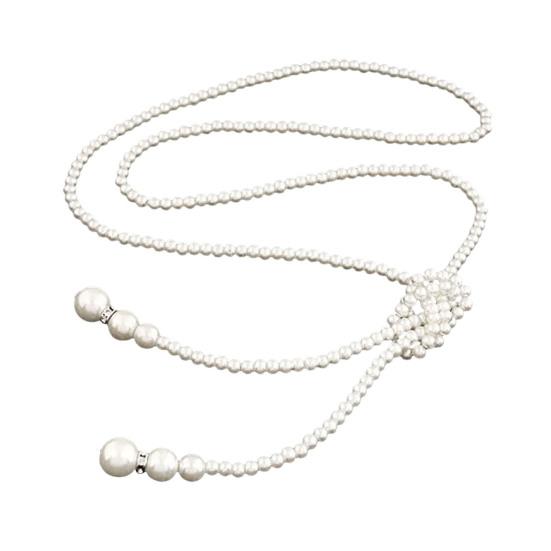 Faux Pearl Sweater Chain Single/Double-layer Alloy Beads with Knot Adjustable Clothes Jewelry Dating Prom Party Garment Decoration Necklace