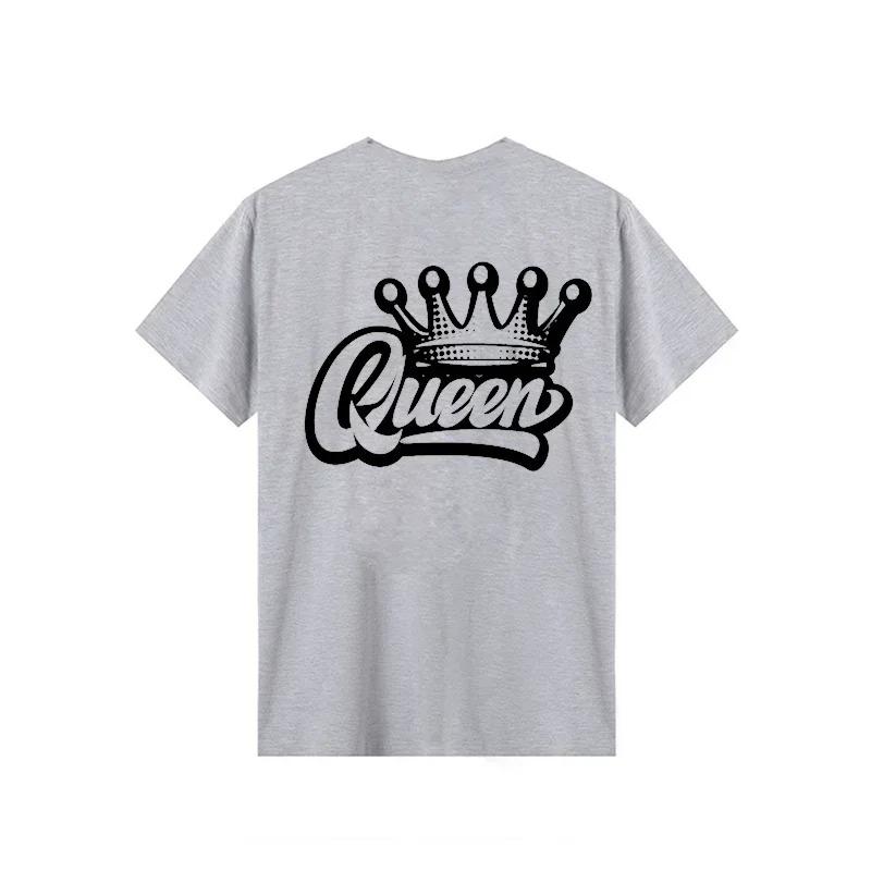 King Queen Crown Print Couple TShirts Harajuku Style Womens Comfortable Tees Summer Tops for Unisex and Women Tshirts