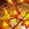 Autumn Thanksgiving Decor Maple Leaf String Lights Battery Powered Fairy Lights Wall Hanging Lamp Outdoor Halloween Decoration