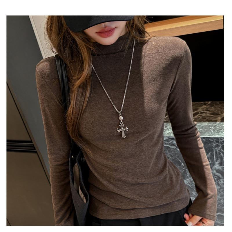 Women S Slim Fit Long Sleeve Turtleneck Base Top Versatile Casual Outerwear