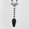 Dark Y2k Goth Bat Cross Beaded Necklace With Alloy Chain For Fashion Lovers