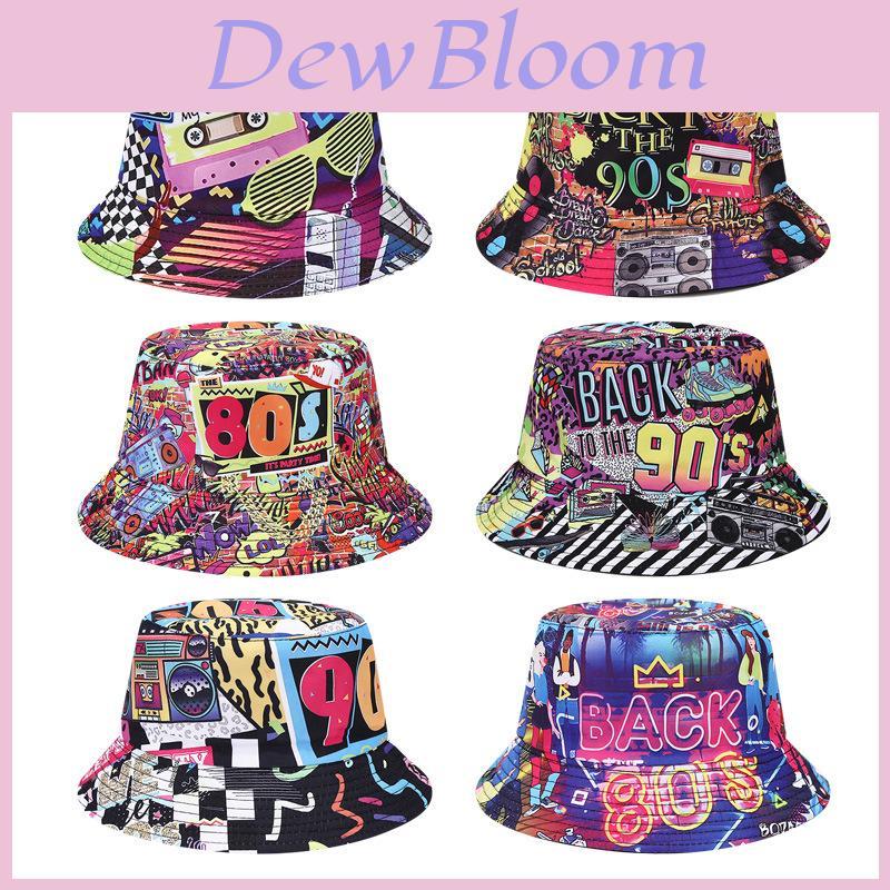 80s 90s Vintage Geometric Print Fisherman Hat With Sun Protection For Outdoor Activities