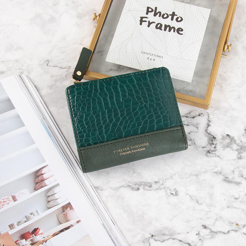 

Retro Foldable Small Wallet Women Short Korean Style Simple Zipper Coin Purse Fashion Card Holder Driver s License зелений