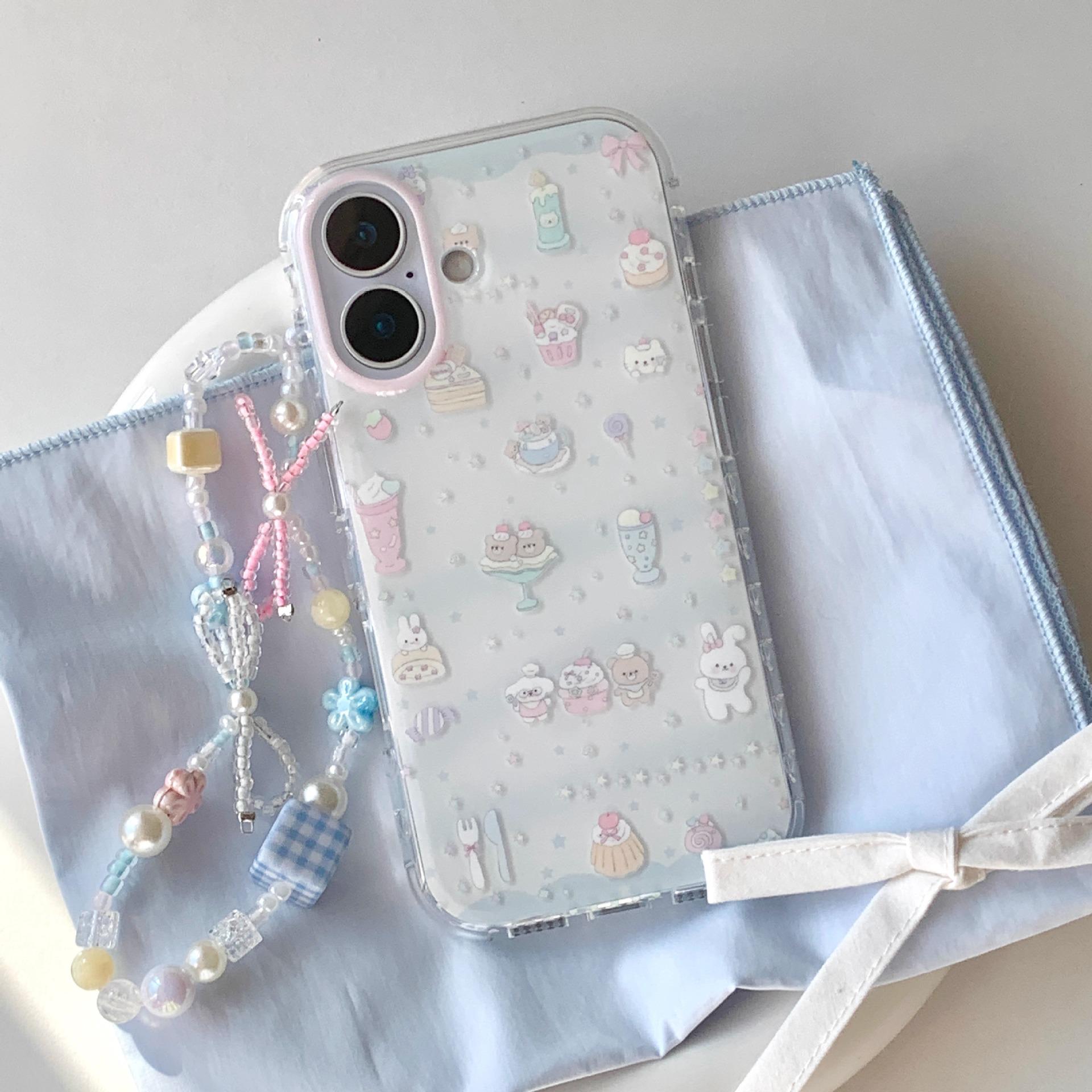 

For Apple 17promax Cartoon Glitter 13pro Dessert Kt Cat for IPhone15/16pro Mobile Phone Case for Chain For iPhone XSMAX