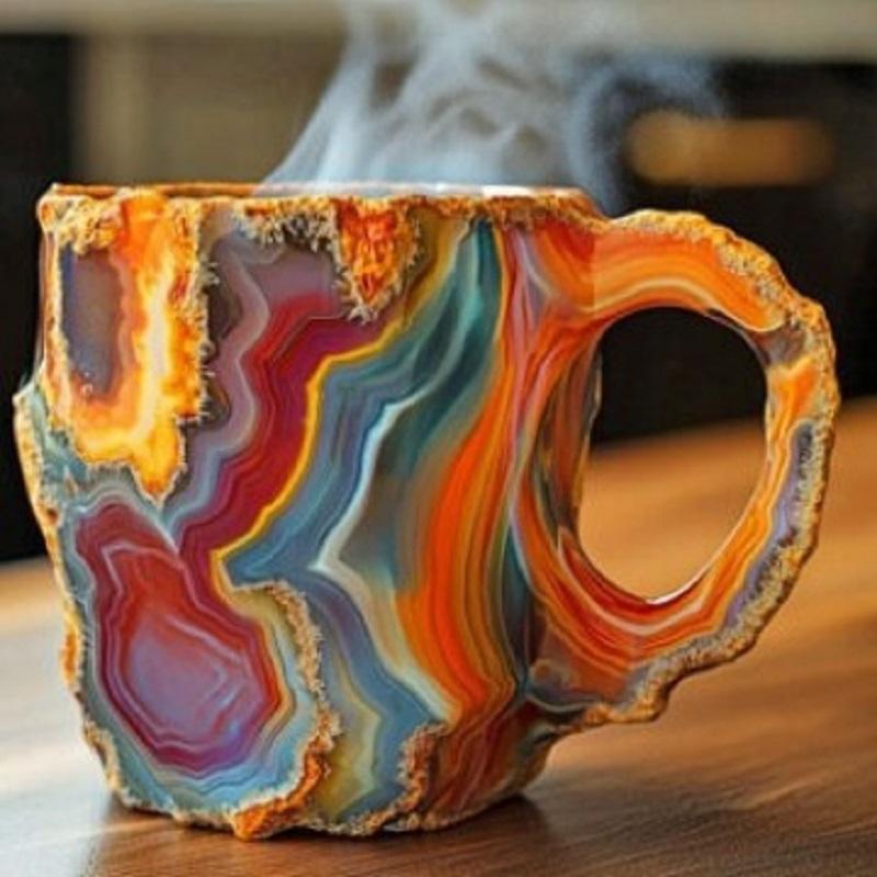Mineral Crystal Coffee Mugs 2025 New Colorful Natural Mineral Crystal - Elegant Christmas Gift for Home & Office Ideal for