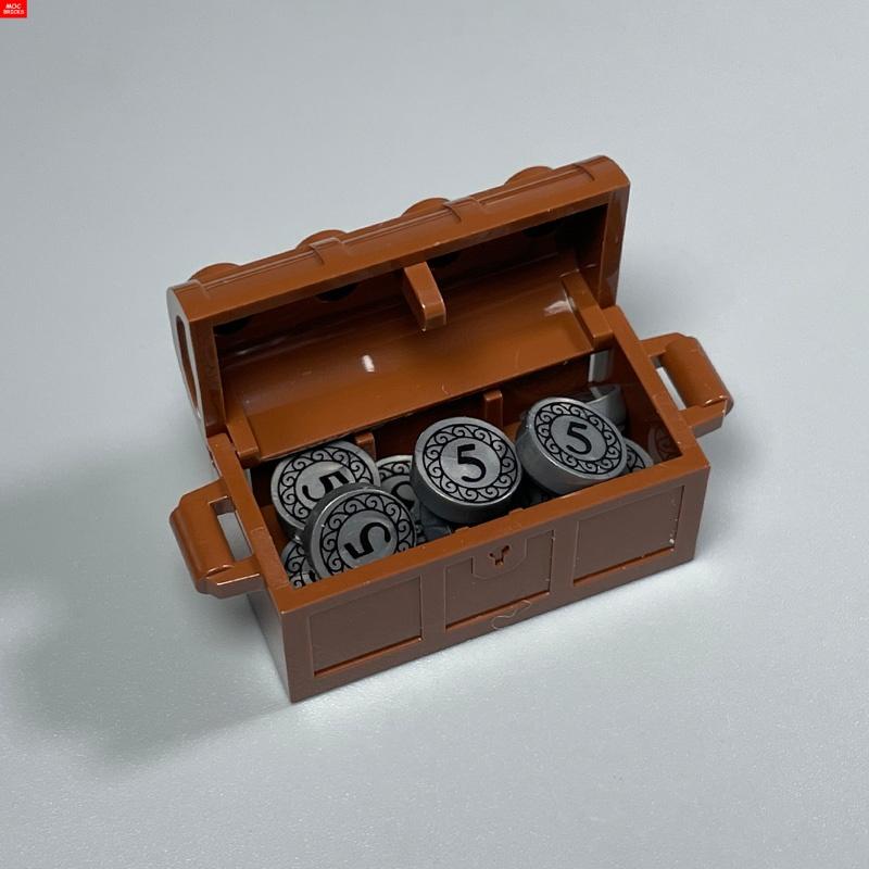 Non-Toxic Moc Bricks Utensil Ingot Bar Dollar Coin Money Gold Silver Painted Gold Gem Treasure Box 99563 Building Blocks Children'S Toys