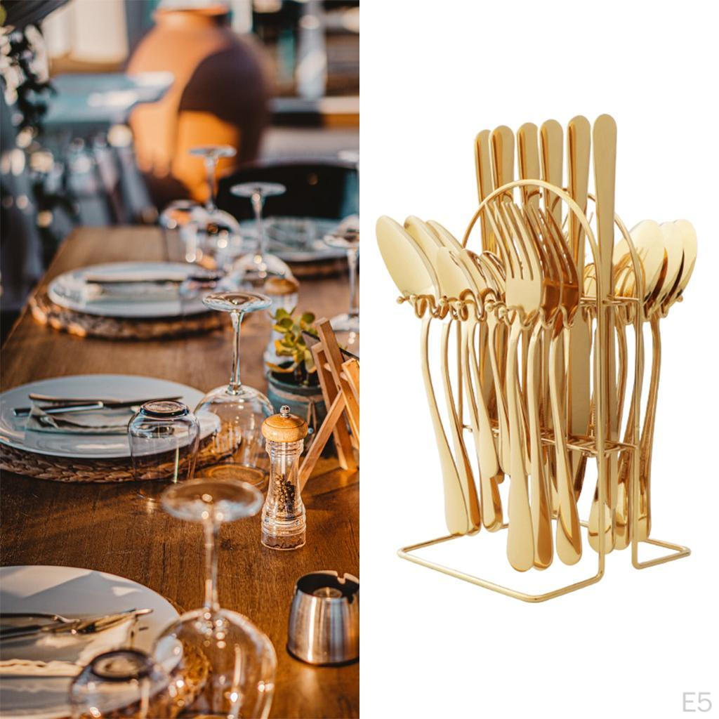 24 Piece Stainless Steel Dinnerware Set, Fork, Spoon, Reusable Set