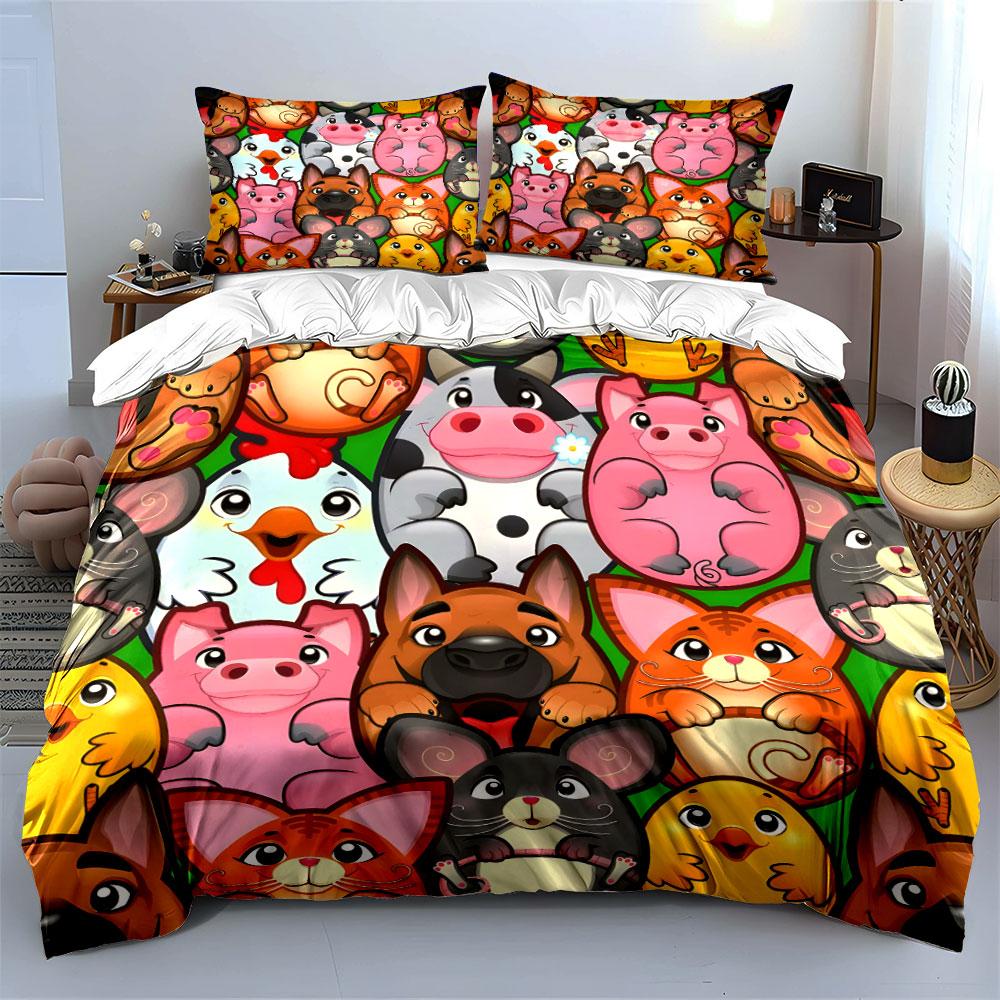 Animal-Themed Decorative Three-Piece Set  Kid'S And Adults' Bedroom Decor, Exquisite Three-Piece Bedding Set Gift