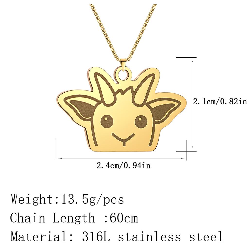 Kinitial Stainless Steel Peeking Goat Necklace Hanging Men Chain Animal Pendant Jewelry Goth Accessories