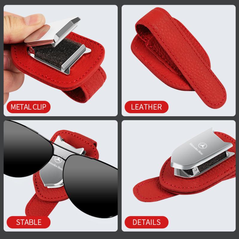 Auto Sun Visor Glasses Box Sunglasses Clip Card Ticket Holder Stand For Mercedes Benz AMG W203 W206 W220 W205 W211 W212 W201 GLS CLS GLC