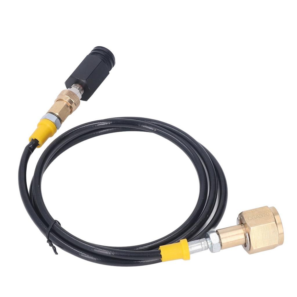 Soda Refill Adapter CO2 Cylinder Cartridge Fill Tank Connector with 60in Hose CGA320 High Pressure Hose