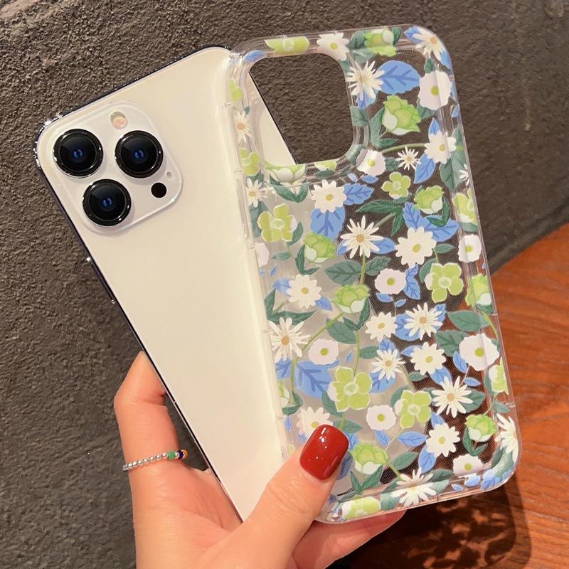 Ins Fresh Color Flowers for iPhone14/13Pro Phone Case Apple 16/15Promax Women 12