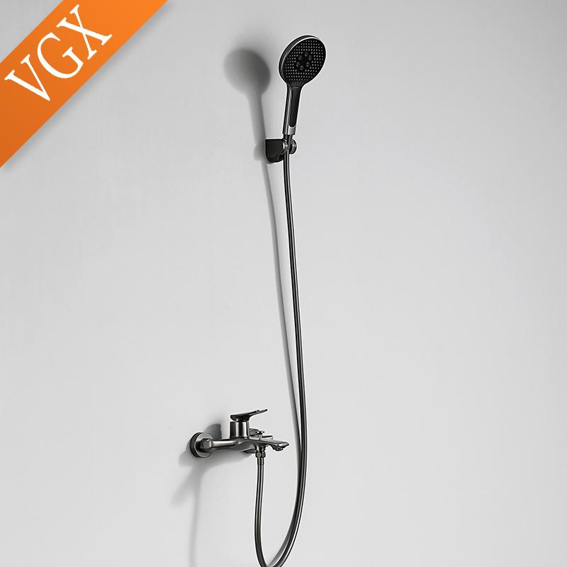 VGX Simple Bathroom Shower System Set Bathtub Faucets Set Bath Water Taps Shower Diverter Single Handle Tub Mixer Shower Crane