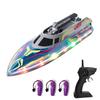 Remote Control Boat for Pools and Lakes, 2.4G Speed Boat Toy with LED Lights, Low Battery Alert for Adults and Kids