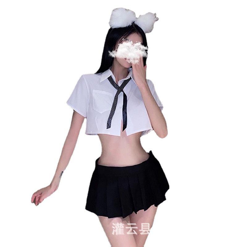 College Uniform Seduction Sex Female Cosplay Split Suit Pure Sweet Pleated Skirt