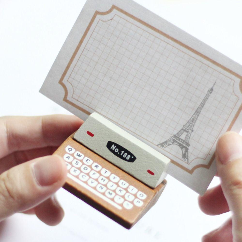 Miniature Sticky Note Holder Wooden Typewriter shaped Message Folder  for Home And Office
