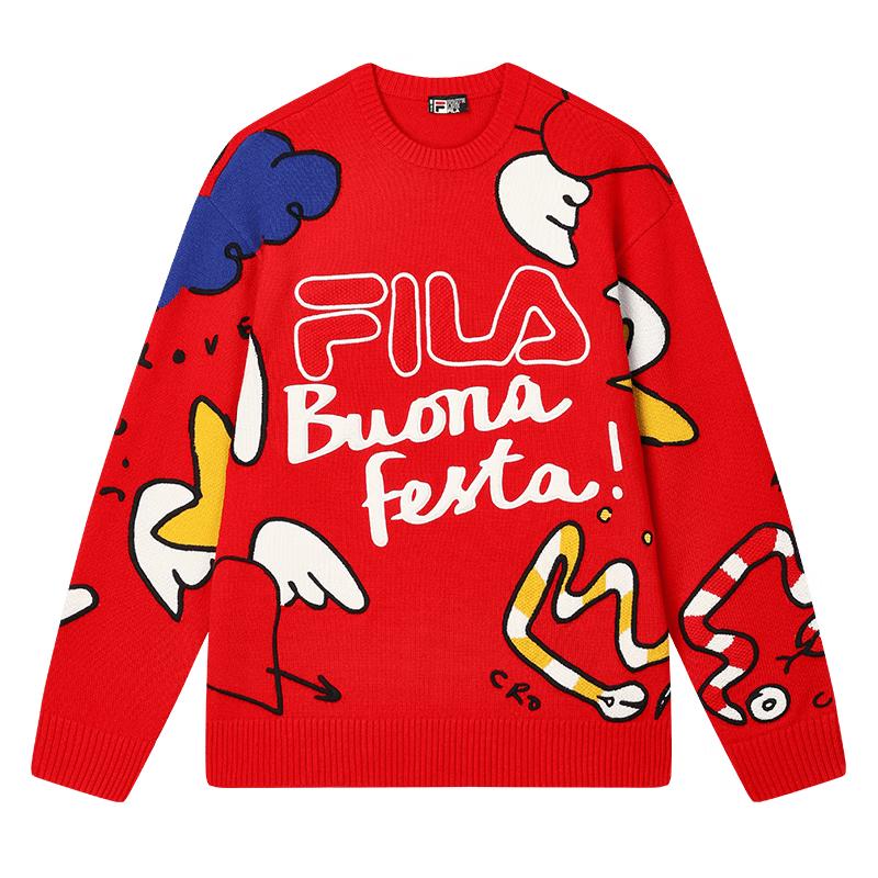 FILA Unisex New Year Graffiti Logo Knitted Sweater