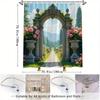 Shower Curtain: Majestic Garden Archway with Pink Roses for an Elegant and Scenic Bathroom Decor