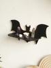 Wooden Shelf Gothic Bat Wall Hanging Decor Black Floating Shelves Display Stand Crystal Holder Witch Home Decor Halloween Decor
