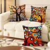 Colored Tree Cushion Cover Silky Short Plush Double-Sided Printed Pillow Case For Sofa All Seasons Home Decor Gift