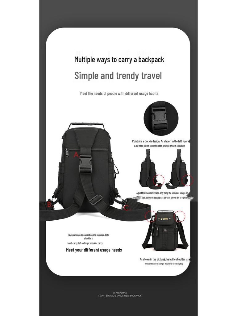 WEPOWER Bolsa Multifuncional para Deslocamento ao Ar Livre - Transversal de Ombro Duplo ou Simples Conversível para Uso Versátil