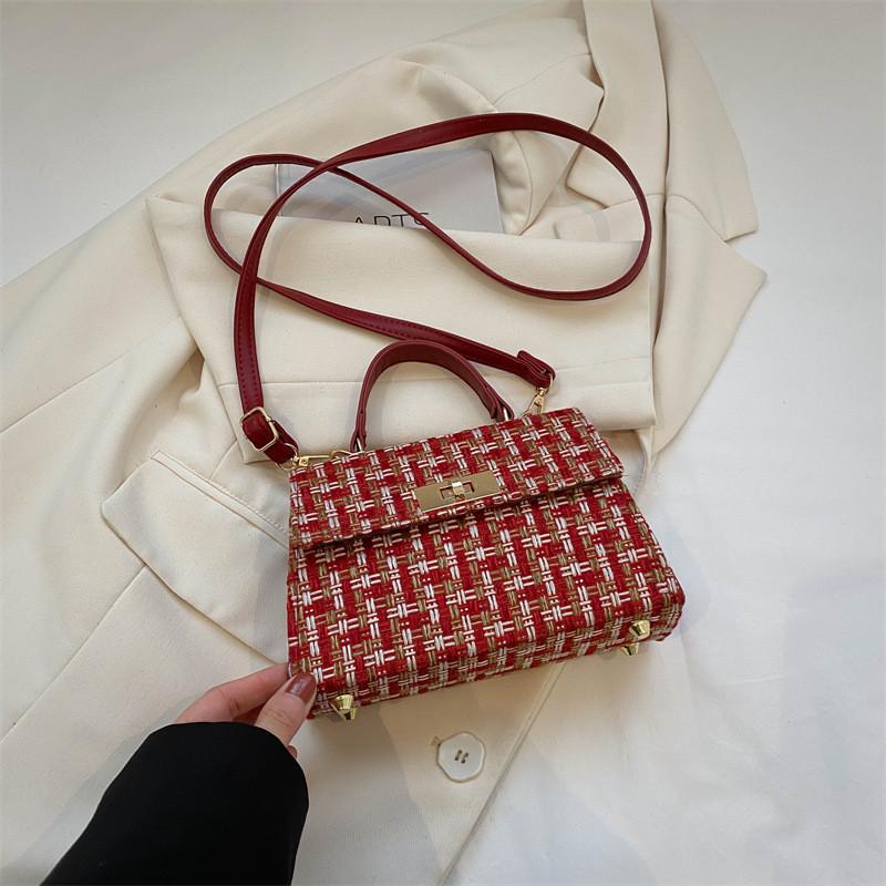 Stylish Street Chic Pu Leather Shoulder Bag For Women Medium Sized Square Bag красный
