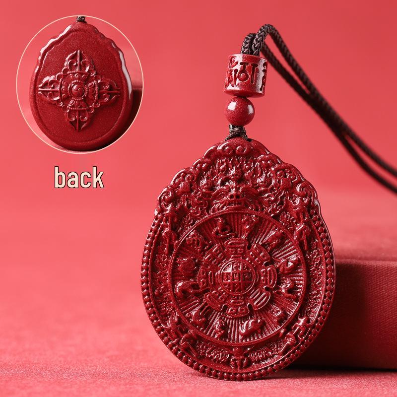 Nine Palaces Cinnabar Bagua Pendant - Purple Gold Sand Men's & Women's Necklace
