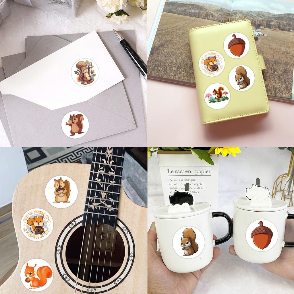 500 Stickers/roll Cartoon Squirrel Animal Roll Stickers Decorative Water Cup Kindergarten Reward Children Color Stickers